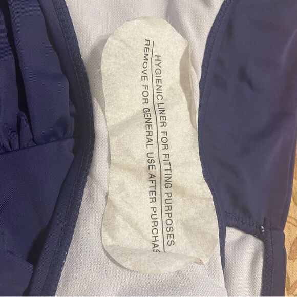 Navy High Waist Hight Cut Leg Ruched Side NWOT Bikini Bottom Women Plus Size XXL - Picture 7 of 7